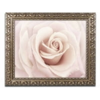Zaštitni znak Likovna umjetnost' breskva ružičasta ruža ' platno Art Od Cora Niele, Zlatni okićeni okvir