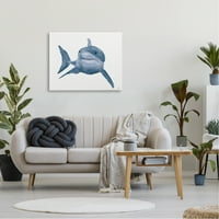 Stupell Industries Blue Shark Showing Teeth Painterly minimalan dizajn platneni zid Art, 30, dizajn Judson